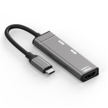 Imagem de NFHK Cabo USB-C tipo C para HDMI 4K@120hz USB 3.0 OTG conversor HDTV adaptador multiportas com porta de alimentação fêmea PD 100W
