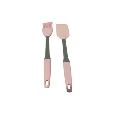 Imagem de Kit de Utensílios de Silicone, 2 Peças, Rosa, Espátula e Pincel Culinário