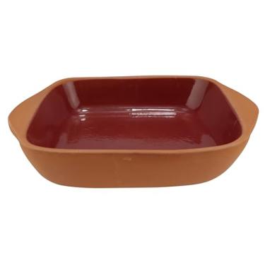 Imagem de Travessa Quadrada em Cerâmica com Alça 1,5L L23Xp23Xa6,5Cm Bordô L Hermitage - Full Fit