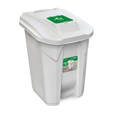 Imagem de Lixeira Cesto Grande 120 Litros Com Tampa Click Branca