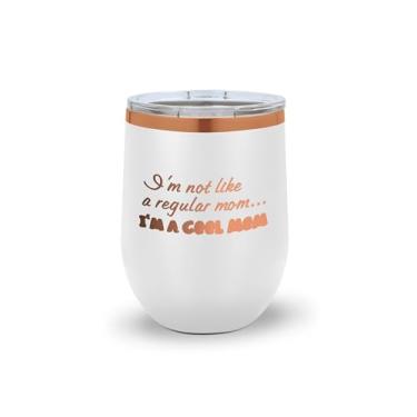 Imagem de SpreadPassion Copo de vinho Cool Mom – Presente engraçado "Not Like a Regular Mom" para mães, dia das mães ou aniversário (branco)