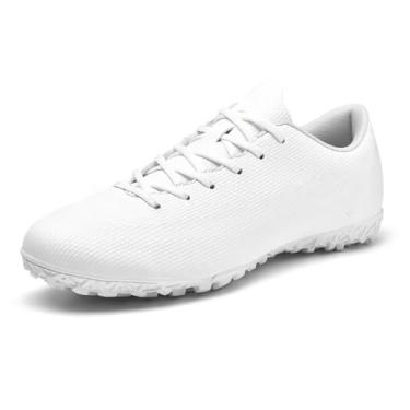 Imagem de changshen Chuteiras de futebol para homens preto/branco/vermelho chuteiras de futebol para meninos sapatos de futebol juvenis para treinamento profissional unissex tênis atlético, Branco, 10