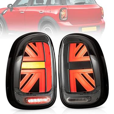 Imagem de VLAND Conjunto de luzes traseiras adequado para BMW Mini Cooper Countryman R60 2010-2016, lâmpada traseira Union Jack com DRL dinâmico, luz traseira com seta sequencial, lente fumê preta