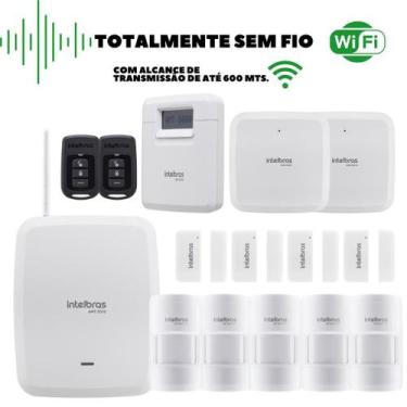 Imagem de Kit Alarme Intelbras WiFi AMT 8000 com Teclado, 9 Sensores PET e 2 Sir