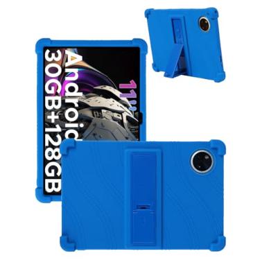 Imagem de Capa para tablet DOOGEE Tab A9 Pro+ de 11 polegadas, de silicone macio, adequada para crianças, com suporte ajustável (azul)