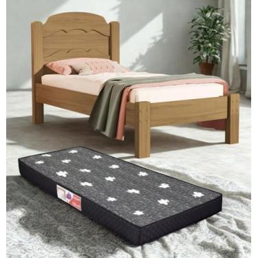 Imagem de Cama Solteiro Padrão Tradicional Reforçada Laís 100% MDF Incluso Colch
