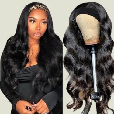 Imagem de Peruca com bandana Miss Lee Body Wave de 18 polegadas, cabelo 100% bra