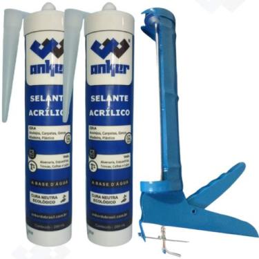 Imagem de 2 Selante Acrílico Base D'água Branco + 1 Aplicador - ANKER