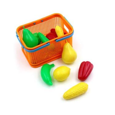 Imagem de Kit Cestinha Frutinhas e Legumes Brinquedo Comidinhas Feirinha Infanti