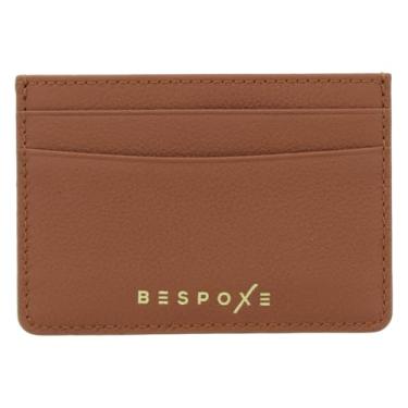 Imagem de Carteira masculina fina com porta-cartões - Carteira minimalista de couro com bloqueio de RFID - comporta cartões de crédito, dinheiro, identidade, cartões de visita - marrom caramelo