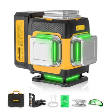 Imagem de Nível a laser 360 autonivelante, 3 x 360 autonivelante linha cruzada laser 3D nível laser verde para construção e pendurar fotos, bateria de íon de lítio recarregável, estojo rígido incluído SZ03DG