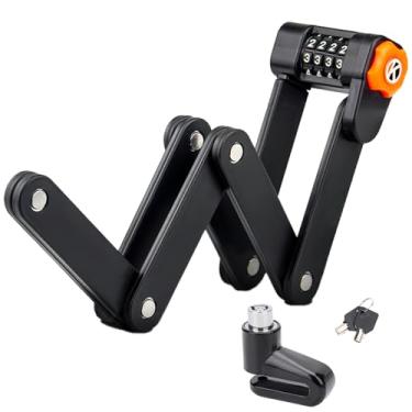 Imagem de Quanmin Cadeado de bicicleta com combinação de corrente dobrável, resistente, segurança com senha de 4 dígitos, elos de aço endurecido de alta segurança para bicicleta, mountain bike, scooter