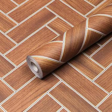 Imagem de Azulejos de piso de madeira para descascar e colar, azulejos de vinil, revestimento de vinil, à prova d'água e antiderrapante, fácil de instalar, para cozinha, quarto, banheiro, escritório (DU606