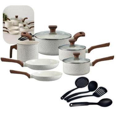 Imagem de Jogo De Panelas Antiaderente Pratic Cook Mármol Indução Mimo Style Cer