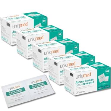 Imagem de Lenço Umedecido Álcool Swab 500 Unidades | Kit com 5 Pacotes de 100