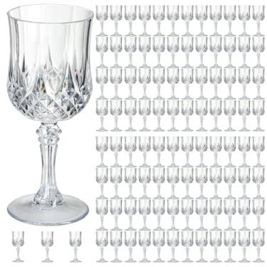 Imagem de Rkyhwowby Copos de vinho vintage de plástico copos de vinho inquebráveis copos de água de cristal copos de água reutilizáveis taças de champanhe vintage (100, transparente)