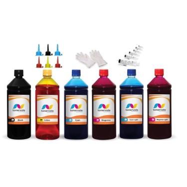 Imagem de Kit 6 Tinta Para Epson L805 T673120 CMYK 1 Litro