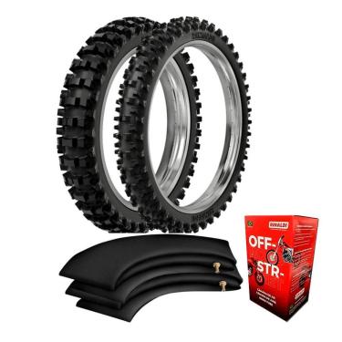 Imagem de Kit Pneu Crf 230 Crf 250 110/100-18 + 90/90-21 Sr39 Rinaldi + Camara