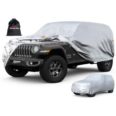 Imagem de Capa de carro de 6 camadas Kayme Impermeável para todos os climas para automóveis, cobertura completa para uso externo, proteção contra chuva e sol, UV, prata