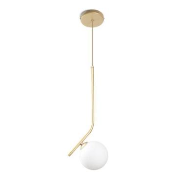 Imagem de Luminária Pendente Angular Bola De Vidro Dourado Fosco Spotline, Bivol