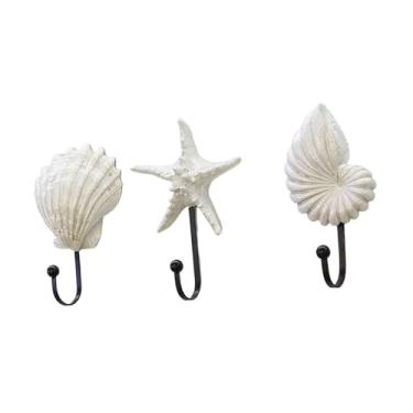 Imagem de Generic 3 peças cabide para casaco, porta-chaves, decoração para casa, cabide de parede de ferro, ganchos decorativos para corredor, quarto, entrada, bolsa, Branco