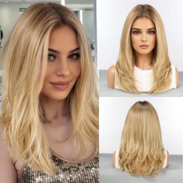 Imagem de Peruca HAIRCUBE Human Hair Blend Ombre Ash Blonde 18 polegadas