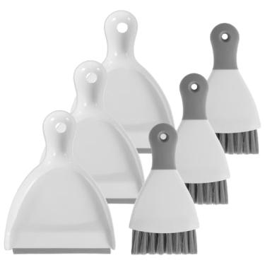 Imagem de Conjunto de 3 peças de mini pá de lixo e escova, vassouras de batedor pequena, conjunto de vassoura de pá de lixo pequena, vassoura de migalhas de mesa com cerdas macias, ferramentas de limpeza de