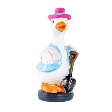 Imagem de Generic Estátua de pato, estátua de jardim, ornamento de gramado criativo e engraçado, ornamento de jardim, escultura de animal para gramado, pátio, caminho, Pá