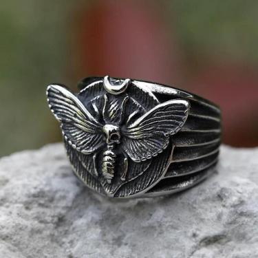 Imagem de Anéis De Caveira E Mariposa Em Aço Inoxidável 316L Para Homens, Joias 