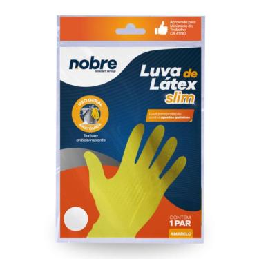 Imagem de Kit De Pares 3 Luva De Borracha/Látex Amarela Slim Tamanho P