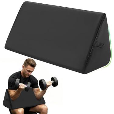Imagem de MABOZOO Preacher Curl Pad, acessório de pregador de couro PU para ângulos perfeitos, superfície de rampa estendida, equipamento de ginástica para braços, bíceps, tríceps (preto)