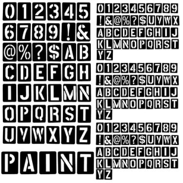 Imagem de 168 peças de estêncil de letras do alfabeto, estêncil de número de letra de 7,6 cm para pintura, modelo vazado de plástico reutilizável para traçar e pintura em spray, não é fácil de quebrar