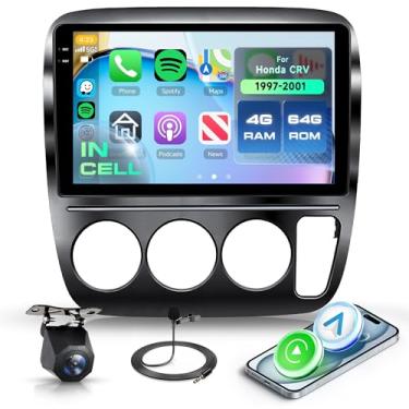 Imagem de Rádio estéreo 4G 64G Android para Honda CRV 1997-2001 com carplay sem fio Android Auto, unidade de cabeça de tela sensível ao toque de 22 cm com navegação GPS, Bluetooth, espelho, Wi-Fi, FM/RDS EQ