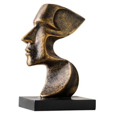 Imagem de Fenteer Coleção de enfeites de mesa de arte abstrata, presente, escultura de resina, estátua de mesa para prateleira, de estudo, peça central para quarto
