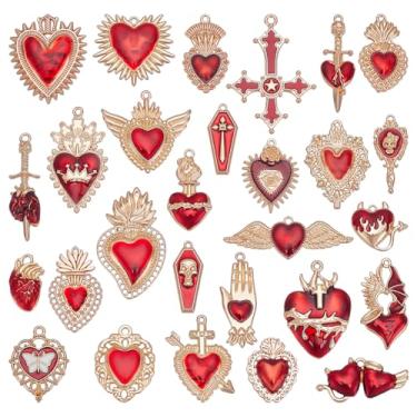 Imagem de WADORN Pingentes góticos vintage, tema de Halloween, liga esmaltada, pingentes de cruz de metal sortidos, para artesanato, pulseira, colar, brinco, fabricação de joias, 18~53.5x13~38.5x3~7mm, Liga de