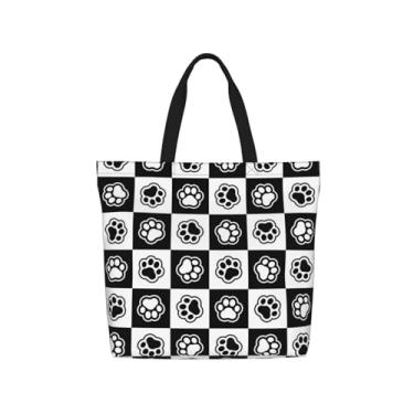 Imagem de Bolsa feminina grande com zíper e bolso com estampa de patas, bolsa de ombro reutilizável para compras, trabalho, academia, presentes perfeitos para mulheres