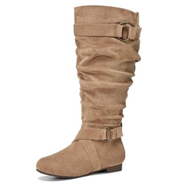 Imagem de mysoft Botas femininas largas na altura do joelho, cano alto, largas, com zíper lateral, Panturrilha extra larga caramelo, 11.5 X-Wide