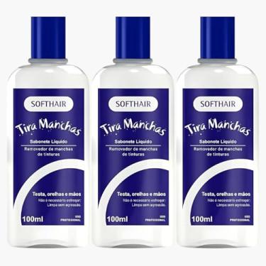 Imagem de Kit 3 Sabonete Liquido Tira Manchas Soft Hair Pele E Mãos Removedor De Tintura Profissional 100ml