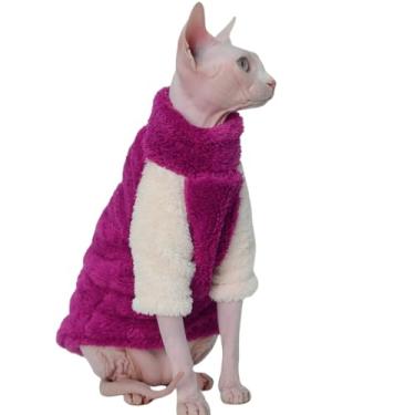 Imagem de Suéter pulôver de pelúcia espesso – Roupas de inverno quentes e elásticas para gatos sem pelos (serve para Sphynx, Devon Rex, Oriental Shorthair, Cornish Rex, Abyssinian) (PP)