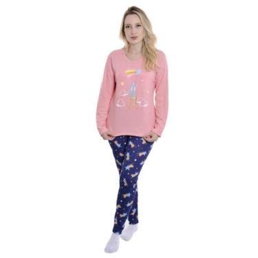 Imagem de Pijama feminino de inverno canelado Sweet Victory, G, Coral