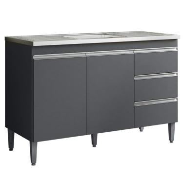 Imagem de Balcao Para Pia 116 cm 2 Portas Andreia Cinza REAJL