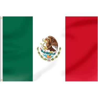 Imagem de Bandeira nacional mexicana, interior e exterior, 9,5 x 12,5 m, poliéster com ilhós de latão, cores vivas