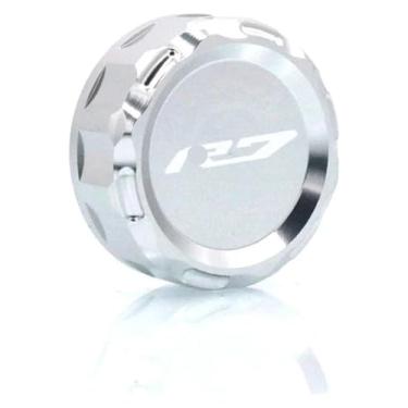 Imagem de Tampa do tanque de fluido do reservatório de freio de alumínio CNC, tampa do copo de óleo, acessórios de motocicleta compatíveis com Y&AMAHA YZF-R7 YZF R7 Y (prateado)