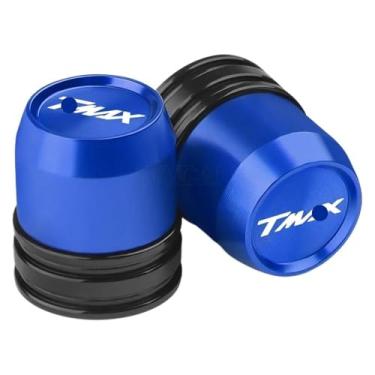 Imagem de Compatível com TMAX 530 560 500 TMax530 SX DX TECH MAX TMax560 Tmax500 tampas herméticas de válvula de pneu de roda de motocicleta T-max (azul)