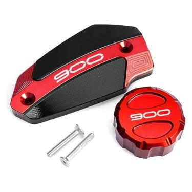 Imagem de Compatível com Z900 Z 900 ABS 2017-2024 2023 tampa do reservatório de fluido de freio dianteiro traseiro da motocicleta acessórios da tampa de enchimento de óleo do motor (dianteiro traseiro vermelho)