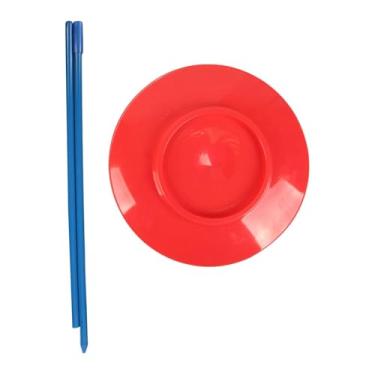 Imagem de Generic Jogo de malabarismo giratório com prato giratório, habilidades de circo, jogo de malabarismo giratório, brinquedos de adereços de performance, Vermelho