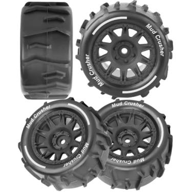 Imagem de BRCatWPark 12mm Hex RC Wheel Tires for 1/18 Granite/ 1/18 Typhon RC Monster Truck Car,4Pcs RC Drift Truck Wheels and Tires for 1/18 Granite/Typhon,Hard Plastic Wheels & Rubber Tires,Black