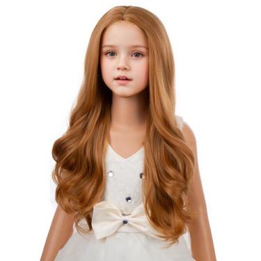 Imagem de Peruca PATTNIUM Strawberry Blonde sintética para meninas 22cm