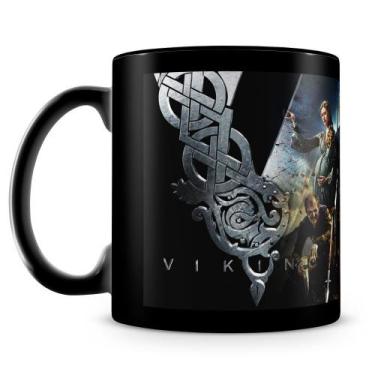 Imagem de Caneca Vikings Personalizada Preta de Porcelana - 325ml - Amo Canecas