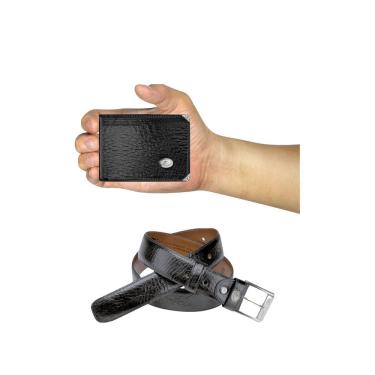 Imagem de Kit Carteira Pequena Mitty Couro + Cinto Mitty M0 S4 Preto